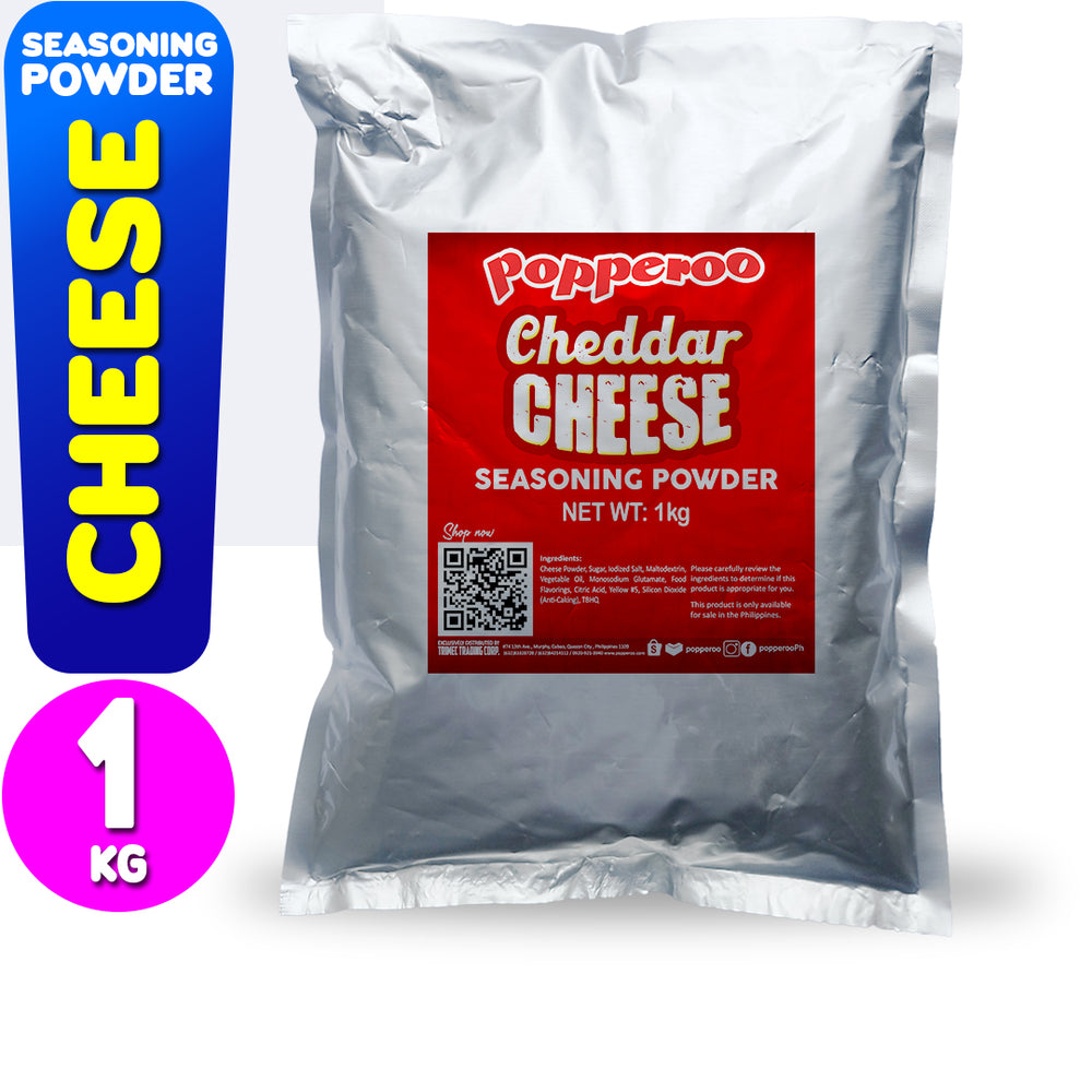 Popperoo Cheddar Cheese Powder Seasoning 1Kg (for Popcorn and Frenchfries)